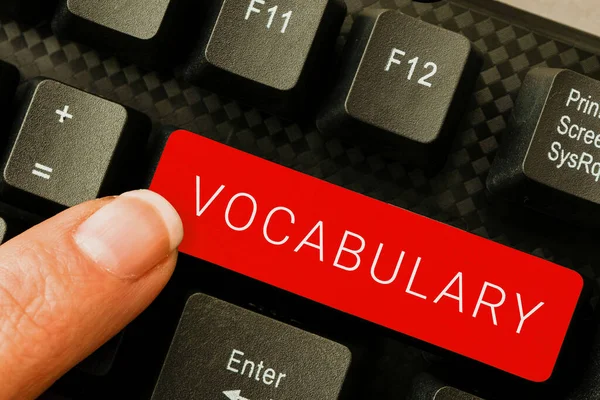 Signo Exibindo Vocabulário Conceito Que Significa Coleção Palavras Frases Ordem — Fotografia de Stock