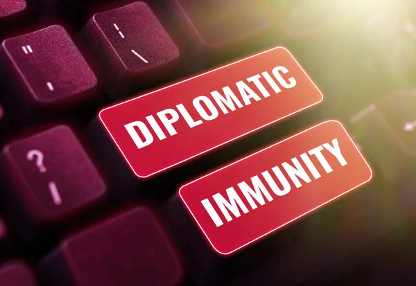 Tekst Bijschrift Presenteren Diplomatieke Immuniteit Woord Geschreven Wet Die Buitenlandse — Stockfoto