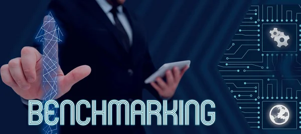 Εγγραφείτε Εμφάνιση Benchmarking Επιχειρηματική Επισκόπηση Αξιολογήστε Κάτι Σύγκριση Μια Τυπική — Φωτογραφία Αρχείου