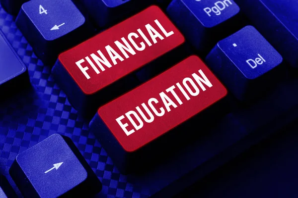 Logga Med Finansiell Utbildning Business Showcase Förstå Monetära Områden Som — Stockfoto