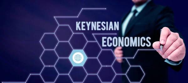 Escrevendo Exibindo Texto Keynesian Economics Ideia Negócio Programas Monetários Fiscais — Fotografia de Stock