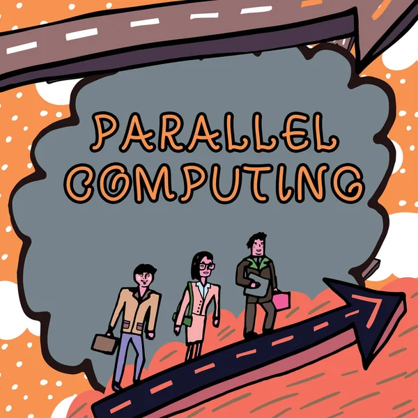 Tekstbord Parallel Computing Business Concept Simultane Berekening Door Middel Van — Stockfoto