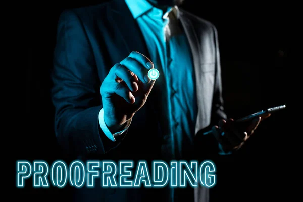 Menulis Teks Proofreading Konsep Bisnis Tindakan Membaca Dan Menandai Ejaan — Stok Foto