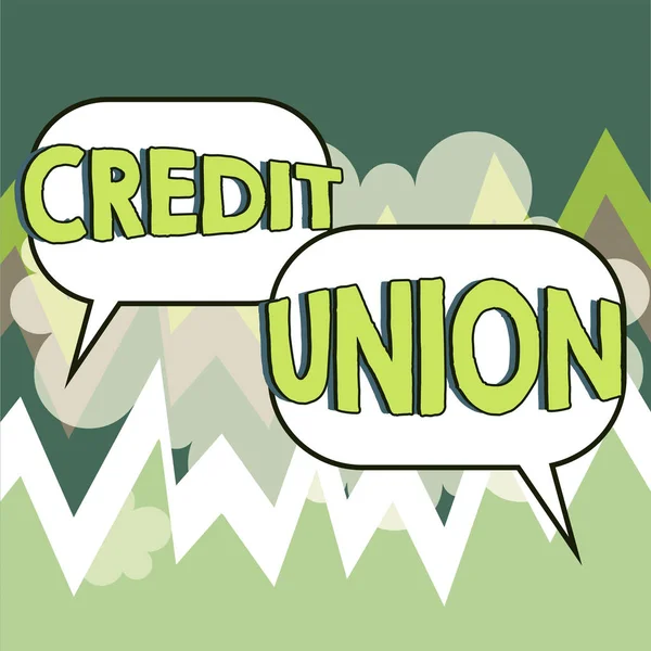 Inspiración Mostrando Signo Credit Union Concepto Que Significa Asociación Cooperativa — Foto de Stock