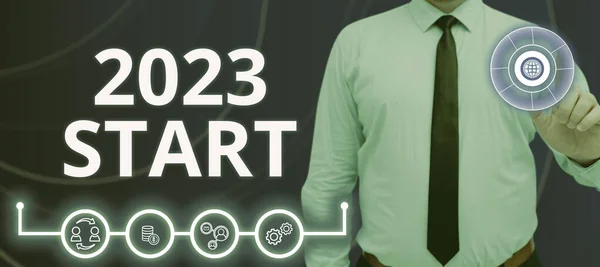 Tekst Bijschrift Presenteren 2023 Start Business Idee Herinneren Afgelopen Jaar — Stockfoto