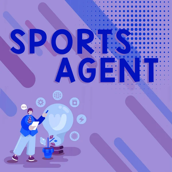Texto Caligrafia Sports Agent Internet Concept Person Administra Recrutamento Para — Fotografia de Stock