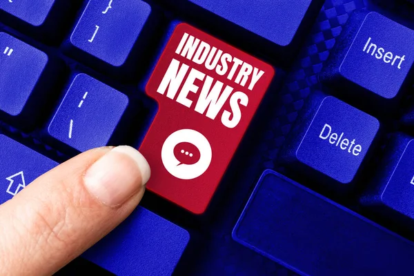 Handschrifttekst Industry News Bedrijfsconcept Technisch Marktverslag Manufacturing Trade Builder — Stockfoto