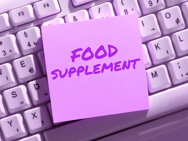 Schrijven Van Tekst Voedingssupplement Business Showcase Voorwaarden Praktijken Die Kwaliteit — Stockfoto
