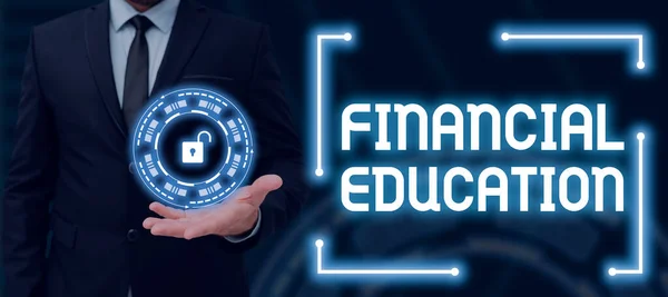 Kézírás Jel Financial Education Internet Concept Megértése Monetáris Területek Mint — Stock Fotó