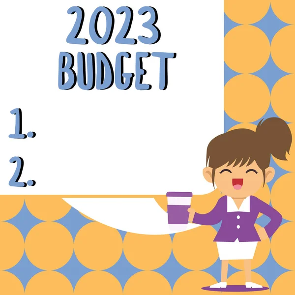 Έμπνευση Δείχνει Σημάδι 2023 Προϋπολογισμός Εννοιολογική Φωτογραφία Επιχειρηματικό Οικονομικό Σχέδιο — Φωτογραφία Αρχείου