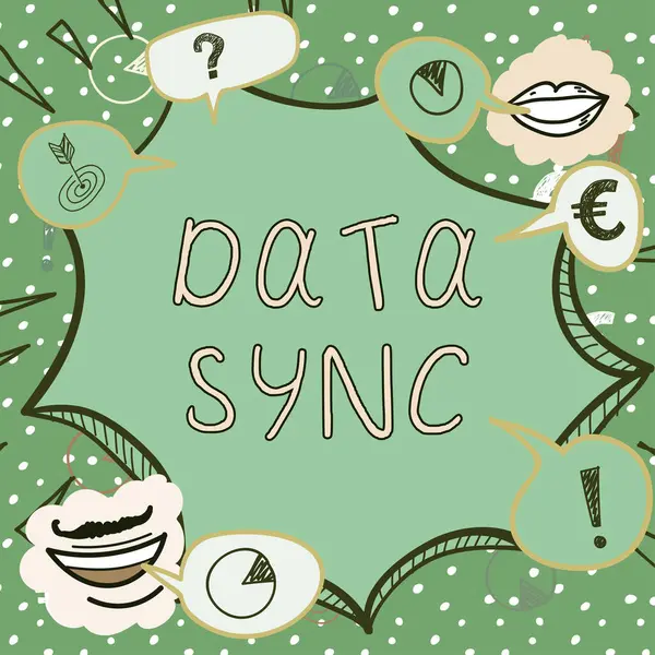 Tekst Weergeven Data Sync Business Concept Data Die Continu Wordt — Stockfoto