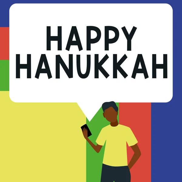 Exposition Conceptuelle Happy Hanukkah Parole Pour Fête Juive Célébrée Kislev — Photo