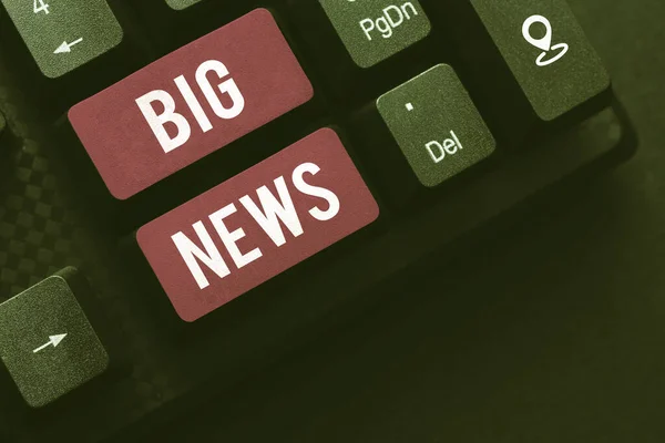 Mão Escrita Sinal Big News Visão Geral Negócio Sabendo Ações — Fotografia de Stock