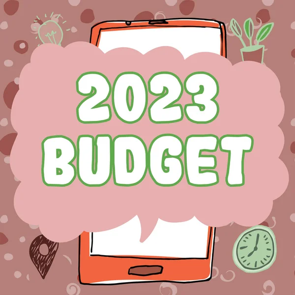 Handschrift 2023 Budget Conceptuele Foto Financieel Ondernemingsplan Voor Nieuwjaar Beleggingsstrategie — Stockfoto