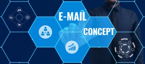 Pisanie Wyświetlania Tekstu Mail Concept Konceptualna Sekwencja Zdjęć Działań Marketingowych — Zdjęcie stockowe