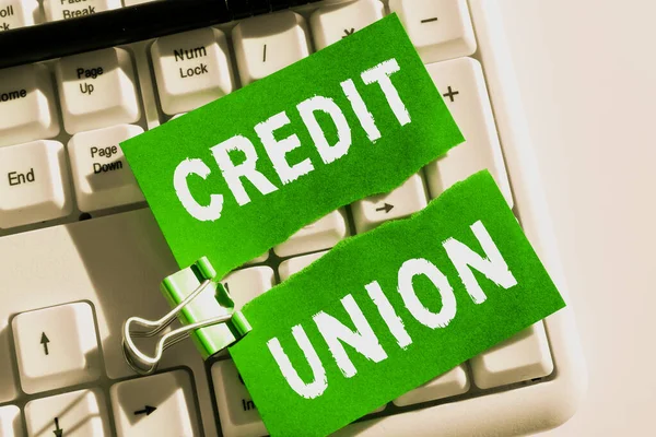 Sinal Texto Mostrando Credit Union Business Abordagem Cooperativa Associação Que — Fotografia de Stock