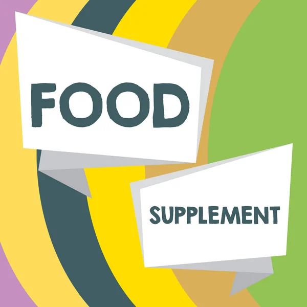Conceptueel Bijschrift Voedingssupplement Bedrijfsoverzicht Voorwaarden Praktijken Die Kwaliteit Van Voedsel — Stockfoto
