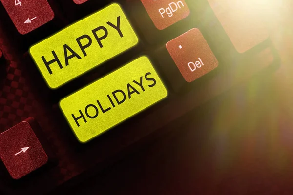 Znak Tekstowy Pokazujący Happy Holidays Koncepcja Internetowa Powitanie Używane Uznania — Zdjęcie stockowe