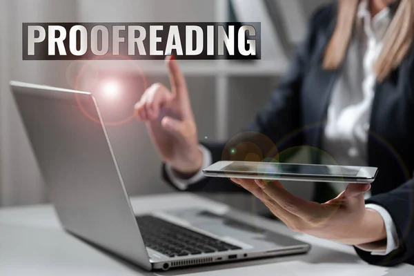 Концептуальная Подпись Proofreading Business Overview Act Reading Marking Spelling Grammar — стоковое фото