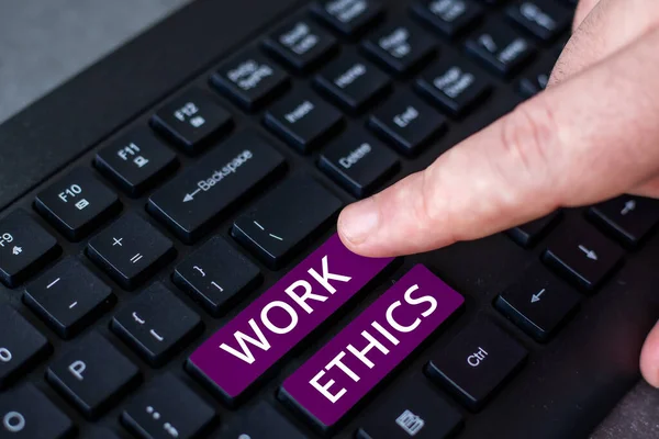 Handschriftteken Work Ethics Business Concept Een Reeks Waarden Gericht Het — Stockfoto