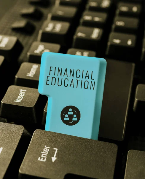 Mali Eğitim Vitrini Finans Yatırım Gibi Parasal Alanları Anlayan Yerleri — Stok fotoğraf