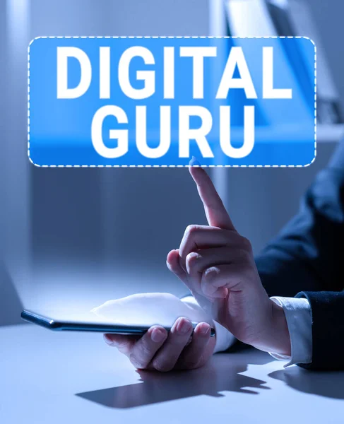 Handschrifttekst Digital Guru Business Overview Docent Intellectuele Gids Gebieden Die — Stockfoto