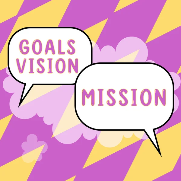 Visualizzazione Dei Segni Obiettivi Vision Mission Business Approach Processo Pianificazione — Foto Stock