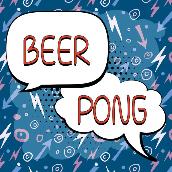 Kézírás Szöveg Beer Pong Üzleti Áttekintés Játék Egy Sor Sört — Stock Fotó