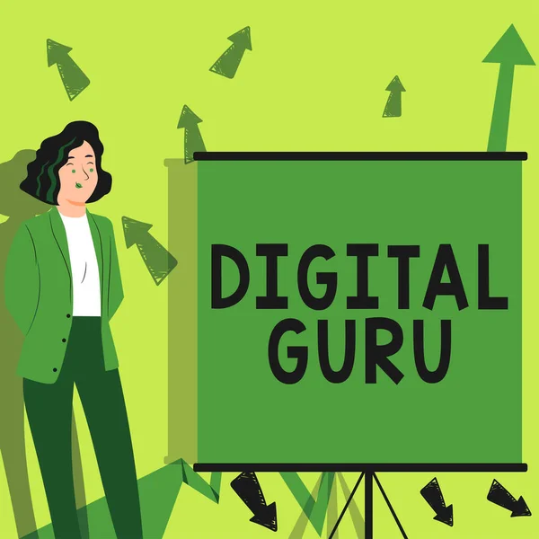 Konceptvisning Digital Guru Word Skrivet Lärare Och Intellektuell Guide Frågor — Stockfoto