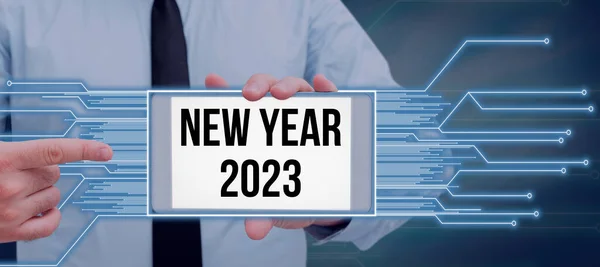 2023年新年 商业概念 迎接节日新起点 的文字说明 — 图库照片