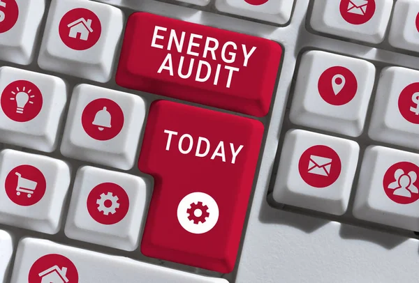 Text Showing Inspiration Energy Audit Concept Meaning Assessment Energy Needs — Stock Photo, Image