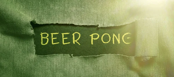 Legenda Texto Apresentando Beer Pong Foto Conceitual Jogo Com Conjunto — Fotografia de Stock