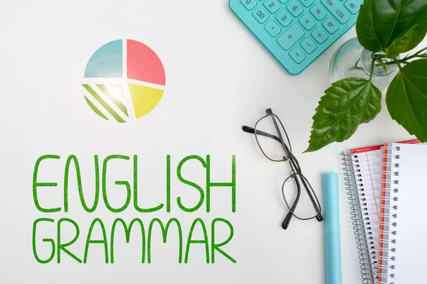 Inspiration Showing Sign English Grammar Business Overview Courses Cover All — Stock Photo, Image