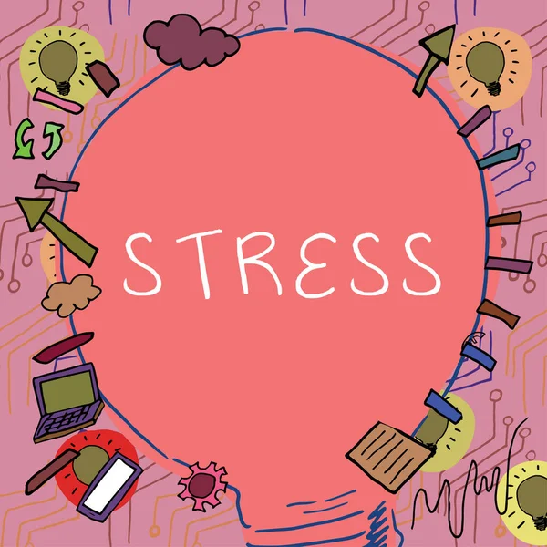 Sinal Escrita Mão Stress Ideia Negócio Fator Físico Químico Emocional — Fotografia de Stock