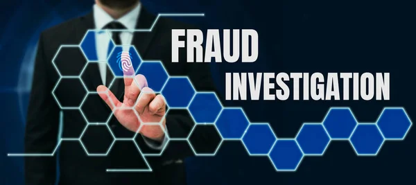 Legenda Texto Apresentando Investigação Fraude Processo Vitrine Negócios Determinar Uma — Fotografia de Stock