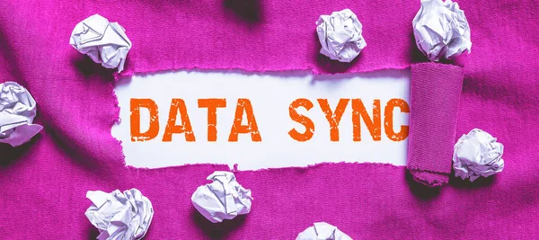 Szöveg Megjelenítése Data Sync Business Approach Data Amely Folyamatosan Generált — Stock Fotó