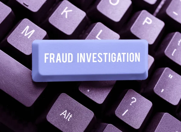 Text Caption Presenting Fraud Investigation Internet Concept Process Determining Whether — Stock Photo, Image