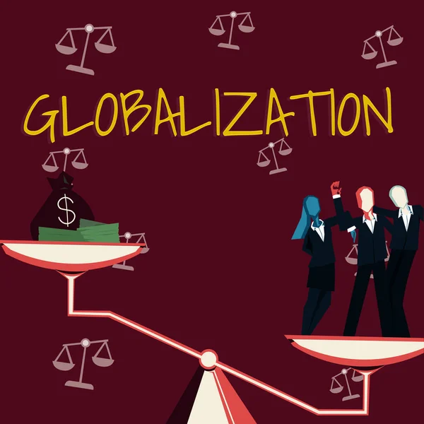 Znaki Pisma Ręcznego Globalizacja Koncepcja Oznacza Rozwój Coraz Bardziej Zintegrowanej — Zdjęcie stockowe