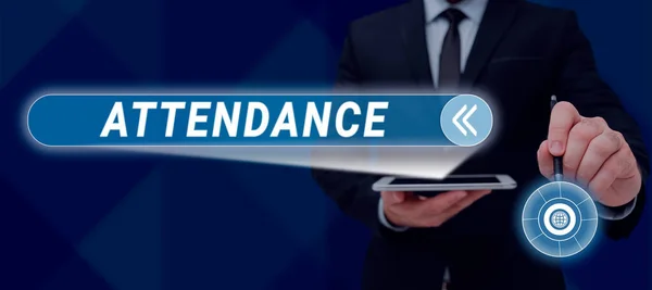 Text Showing Inspiration Attendance Word Written Going Regularly Being Present — Stock Photo, Image
