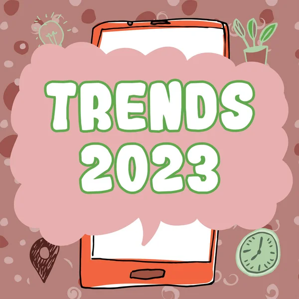 Conceptual Display Trends 2023 Üzleti Koncepció Következő Évben Uralkodó Tendencia — Stock Fotó