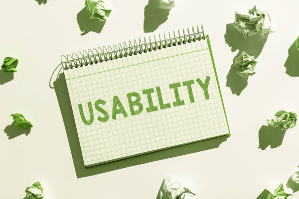 Подпись к тексту, представляющая удобство использования, бизнес-витрина Слово, ассоциированное с тем, как оценивать полезность объектов