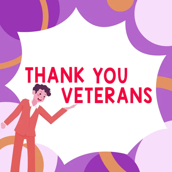 Sign Displaying Thank You Veterans Concept Meaning Expression Gratitude Greetings — Stock Photo, Image