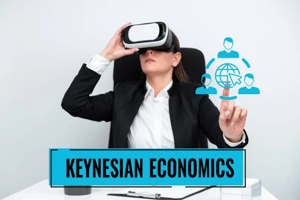 Tekstbord Met Keynesiaanse Economie Business Vitrine Monetaire Fiscale Programma Door — Stockfoto