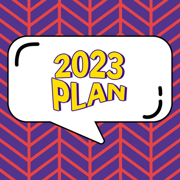 Sign Displaying 2023 Plan Üzleti Ötlet Beállítása Célok Tervek Adott — Stock Fotó