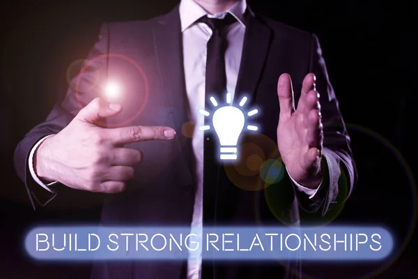 Sinal Texto Mostrando Construir Relacionamentos Fortes Vitrine Negócios Bom Serviço — Fotografia de Stock