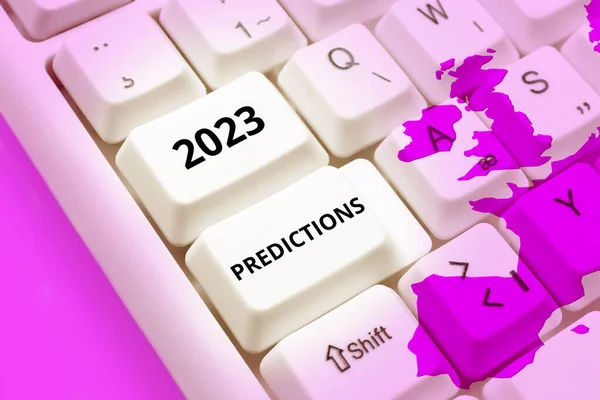 Text Bildtext Presentera 2023 Förutsägelser Word Skrivet Listan Över Saker — Stockfoto