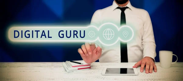 Teksten Weergeven Digital Guru Business Showcase Docent Intellectuele Gids Gebieden — Stockfoto