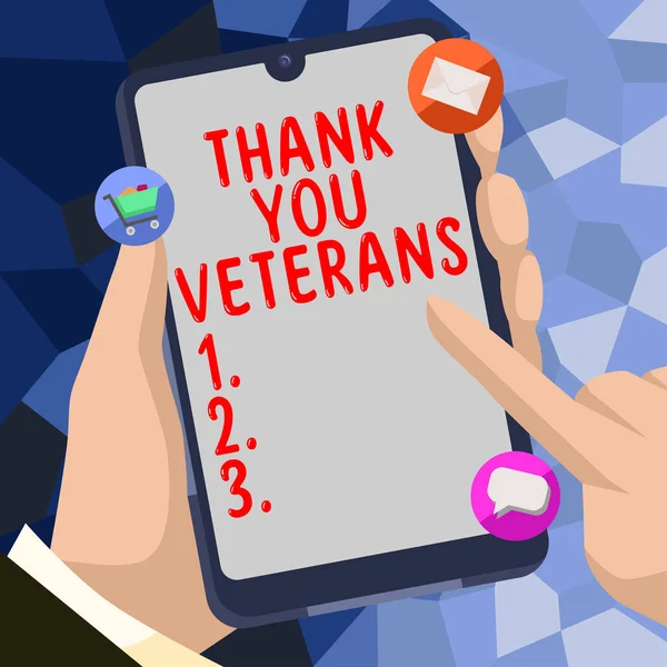 Conceptual Display Thank You Veterans Business Approach Expression Gratitude Greetings — Stock Photo, Image