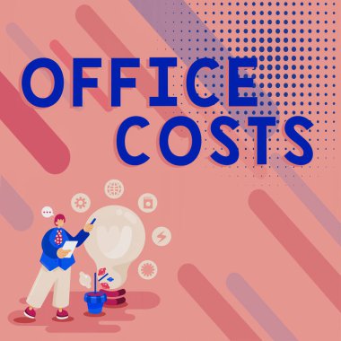 Ofis giderlerini gösteren imza, konsept, iş yerindeki masrafları karşılamak için ev sahibine ödenen para miktarı.