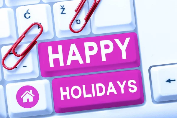 Inspiracja Pokazująca Znak Happy Holidays Business Concept Greeting Używane Rozpoznania — Zdjęcie stockowe
